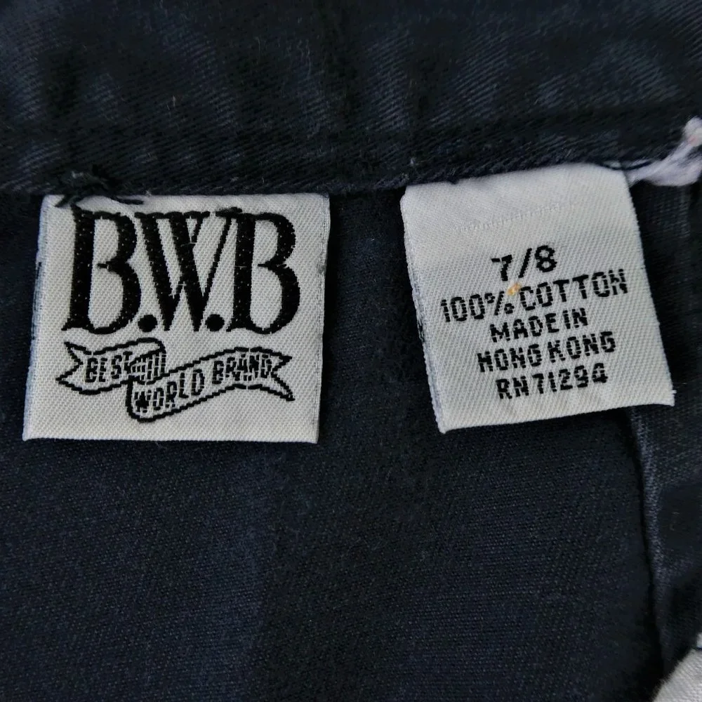 Vintage 80s BWB Best World Shorts Ultra High Waist Pleated Navy Wide Leg 7 / 8